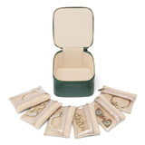Darrahopens Home & Garden > Travel > Packing Organisers Green Compact Travel Jewelry Box with 6 Individual Velvet Zipper Pouches