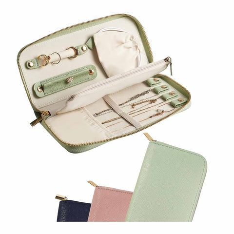 Darrahopens Home & Garden > Travel > Packing Organisers Green Portable Travel Jewelry Organizer - Anti-Tangle Storage for Necklaces, Earrings, Rings & Bracelets (24.9x11.4 cm)