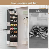 Darrahopens Home & Garden > Travel > Packing Organisers Grey 8-Tier Over-the-Door Shoe Organizer with 7 Slanted & 1 Flat & 6 Side Pockets - Multi-Functional Wall Mount  for Shoes, Bags and Towels