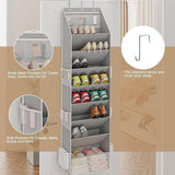 Darrahopens Home & Garden > Travel > Packing Organisers Grey 8-Tier Over-the-Door Shoe Organizer with 7 Slanted & 1 Flat & 6 Side Pockets - Multi-Functional Wall Mount  for Shoes, Bags and Towels