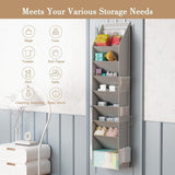 Darrahopens Home & Garden > Travel > Packing Organisers Grey 8-Tier Over-the-Door Shoe Organizer with 7 Slanted & 1 Flat & 6 Side Pockets - Multi-Functional Wall Mount  for Shoes, Bags and Towels