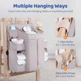 Darrahopens Home & Garden > Travel > Packing Organisers Light Grey Nursery Storage Organizer - Heavy Duty Reinforced Hanging Diaper Caddy for Crib or Wall (58x30x50 cm)