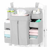 Darrahopens Home & Garden > Travel > Packing Organisers Light Grey Nursery Storage Organizer - Heavy Duty Reinforced Hanging Diaper Caddy for Crib or Wall (58x30x50 cm)