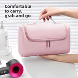 Darrahopens Home & Garden > Travel > Packing Organisers Pink Portable Hair Dryer and Curler Storage Bag Waterproof PU Leather Travel Case with Hanging Hook for Local Professionals and Modern Lifestyles