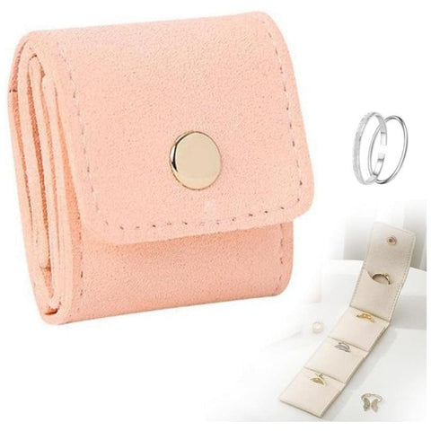 Darrahopens Home & Garden > Travel > Packing Organisers Pink Portable Mini Jewelry Pouch Soft Velvet Travel Organizer for Rings and Earrings Compact Snap Button Storage Bag Ideal for Daily Use