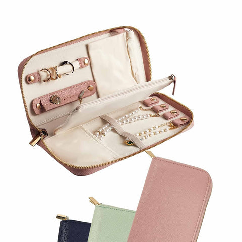 Darrahopens Home & Garden > Travel > Packing Organisers Pink Portable Travel Jewelry Organizer - Anti-Tangle Storage for Necklaces, Earrings, Rings & Bracelets (24.9x11.4 cm)