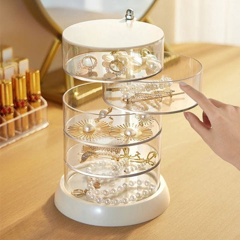 Darrahopens Home & Garden > Travel > Packing Organisers Rotating Jewelry Storage Box Transparent Multi-Compartment Design for Earrings and Hair Accessories Space-Saving Organization Solution for Local Vanities(Five layers)
