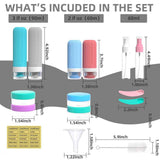 Silicone Travel Toiletry Bottles Set Leakproof Squeeze Containers with Case(09)