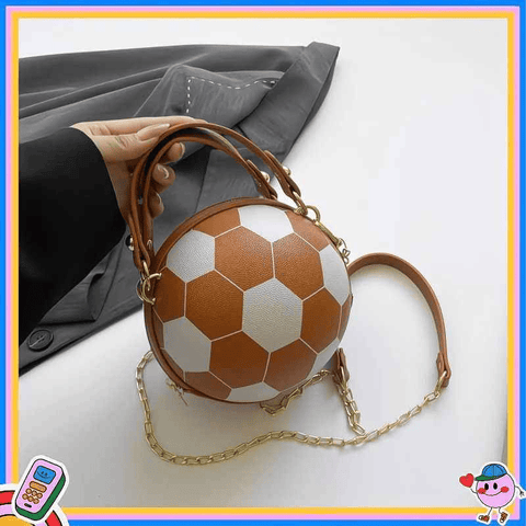 Darrahopens Home & Garden > Travel > Packing Organisers Soccer Theme Ladies Handbag, PU Material, Hand Carry Shoulder Crossbody Three Ways, Daily Outing Versatile Fashion(brown)