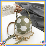 Darrahopens Home & Garden > Travel > Packing Organisers Soccer Theme Ladies Handbag, PU Material, Hand Carry Shoulder Crossbody Three Ways, Daily Outing Versatile Fashion(green)