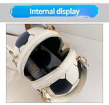 Darrahopens Home & Garden > Travel > Packing Organisers Soccer Theme Ladies Handbag, PU Material, Hand Carry Shoulder Crossbody Three Ways, Daily Outing Versatile Fashion(white)