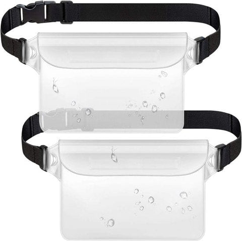 Darrahopens Home & Garden > Travel > Packing Organisers Waterproof Waist Pack with Triple Zipper & Touchscreen Phone Case – 2-Piece Set – Ideal for Beach, Cruise, Swimming, Kayaking and Outdoor Activities（White）