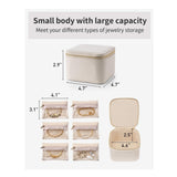 Darrahopens Home & Garden > Travel > Packing Organisers White Compact Travel Jewelry Box with 6 Individual Velvet Zipper Pouches