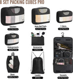 Darrahopens Home & Garden > Travel > Suitcases 8pcs Travel Packing Cubes Set Suitcase Organizer for Travel Essentials