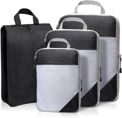 Darrahopens Home & Garden > Travel > Suitcases Compression Packing Cubes for Suitcase Extensible Organiser Set - Black