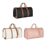 Darrahopens Home & Garden > Travel > Suitcases Foldable Travel Garment Bag for Women 2 in 1 Convertible Suitcase White PU Leather