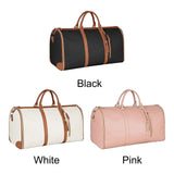 Darrahopens Home & Garden > Travel > Suitcases Foldable Travel Garment Bag for Women 2 in 1 Convertible Suitcase White PU Leather