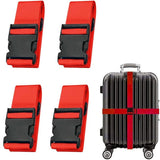 Darrahopens Home & Garden > Travel > Suitcases Luggage Strap Set 4-Piece Adjustable Cross Suitcase Strap Buckle Strap Red