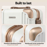 Darrahopens Home & Garden > Travel > Suitcases Wanderlite 20" Aluminium Frame Carry On Luggage Suitcase TSA Lock Spinner Wheels White Gold
