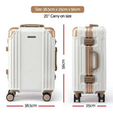 Darrahopens Home & Garden > Travel > Suitcases Wanderlite 20" Aluminium Frame Carry On Luggage Suitcase TSA Lock Spinner Wheels White Gold