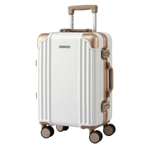 Darrahopens Home & Garden > Travel > Suitcases Wanderlite 20" Aluminium Frame Carry On Luggage Suitcase TSA Lock Spinner Wheels White Gold