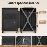 Darrahopens Home & Garden > Travel > Suitcases Wanderlite 20" Aluminium Frame Carry On Luggage Suitcase TSA Lock Spinner Wheels White Gold