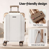 Darrahopens Home & Garden > Travel > Suitcases Wanderlite 20" Aluminium Frame Carry On Luggage Suitcase TSA Lock Spinner Wheels White Gold