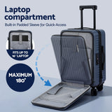 Darrahopens Home & Garden > Travel > Suitcases Wanderlite 20" Luggage Suitcase Front Pocket Travel Carry On Dual TSA Navy
