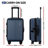 Darrahopens Home & Garden > Travel > Suitcases Wanderlite 20" Luggage Suitcase Front Pocket Travel Carry On Dual TSA Navy