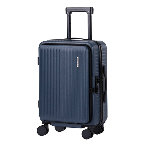 Darrahopens Home & Garden > Travel > Suitcases Wanderlite 20" Luggage Suitcase Front Pocket Travel Carry On Dual TSA Navy