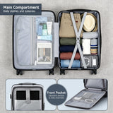 Darrahopens Home & Garden > Travel > Suitcases Wanderlite 20" Luggage Suitcase Front Pocket Travel Carry On Dual TSA Silver