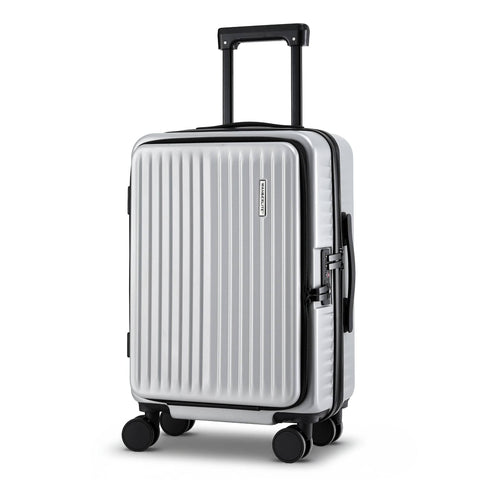 Darrahopens Home & Garden > Travel > Suitcases Wanderlite 20" Luggage Suitcase Front Pocket Travel Carry On Dual TSA Silver