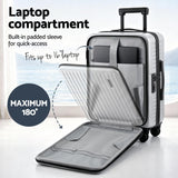 Darrahopens Home & Garden > Travel > Suitcases Wanderlite 20" Luggage Suitcase Front Pocket Travel Carry On Dual TSA Silver