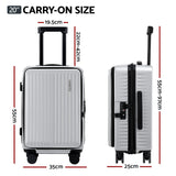 Darrahopens Home & Garden > Travel > Suitcases Wanderlite 20" Luggage Suitcase Front Pocket Travel Carry On Dual TSA Silver