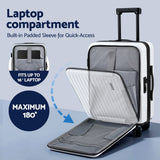 Darrahopens Home & Garden > Travel > Suitcases Wanderlite 20" Luggage Suitcase Front Pocket Travel Carry On Dual TSA White