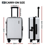 Darrahopens Home & Garden > Travel > Suitcases Wanderlite 20" Luggage Suitcase Front Pocket Travel Carry On Dual TSA White