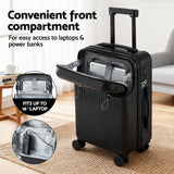 Darrahopens Home & Garden > Travel > Suitcases Wanderlite 20" Luggage Suitcase Front Pocket Travel Carry On TSA Black