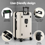 Darrahopens Home & Garden > Travel > Suitcases Wanderlite 28" Trunk Luggage Suitcase Travel 5 Wheels Type-C Port TSA Smoky White