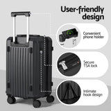 Darrahopens Home & Garden > Travel > Suitcases Wanderlite 2pcs Trunk Luggage Suitcase Travel Carry On TSA Lock 12" 20" Black