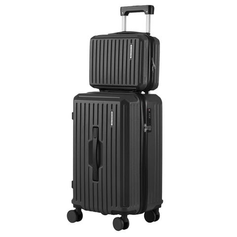 Darrahopens Home & Garden > Travel > Suitcases Wanderlite 2pcs Trunk Luggage Suitcase Travel Carry On TSA Lock 12" 20" Black