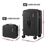 Darrahopens Home & Garden > Travel > Suitcases Wanderlite 2pcs Trunk Luggage Suitcase Travel Carry On TSA Lock 12" 20" Black