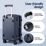 Darrahopens Home & Garden > Travel > Suitcases Wanderlite 2pcs Trunk Luggage Suitcase Travel Carry On TSA Lock 12" 20" Navy