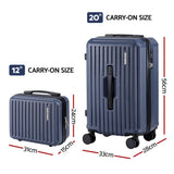 Darrahopens Home & Garden > Travel > Suitcases Wanderlite 2pcs Trunk Luggage Suitcase Travel Carry On TSA Lock 12" 20" Navy