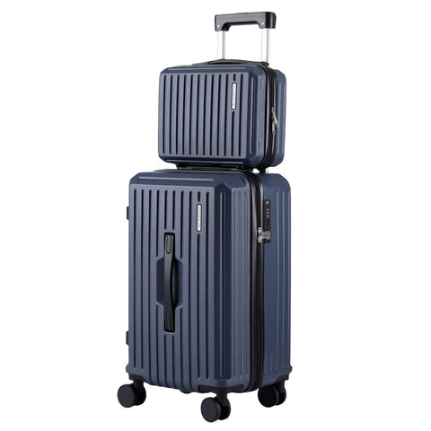 Darrahopens Home & Garden > Travel > Suitcases Wanderlite 2pcs Trunk Luggage Suitcase Travel Carry On TSA Lock 12" 20" Navy