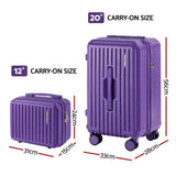 Darrahopens Home & Garden > Travel > Suitcases Wanderlite 2pcs Trunk Luggage Suitcase Travel Carry On TSA Lock 12" 20" Purple