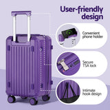 Darrahopens Home & Garden > Travel > Suitcases Wanderlite 2pcs Trunk Luggage Suitcase Travel Carry On TSA Lock 12" 20" Purple