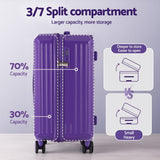 Darrahopens Home & Garden > Travel > Suitcases Wanderlite 2pcs Trunk Luggage Suitcase Travel Carry On TSA Lock 12" 20" Purple