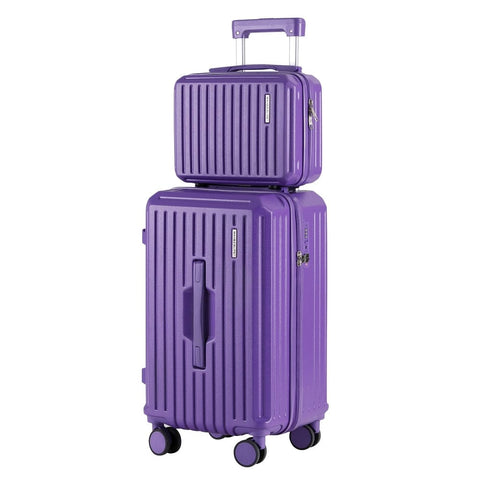Darrahopens Home & Garden > Travel > Suitcases Wanderlite 2pcs Trunk Luggage Suitcase Travel Carry On TSA Lock 12" 20" Purple