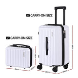 Darrahopens Home & Garden > Travel > Suitcases Wanderlite 2pcs Trunk Luggage Suitcase Travel Carry On TSA Lock 12" 20" White