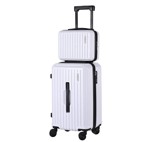 Darrahopens Home & Garden > Travel > Suitcases Wanderlite 2pcs Trunk Luggage Suitcase Travel Carry On TSA Lock 12" 20" White